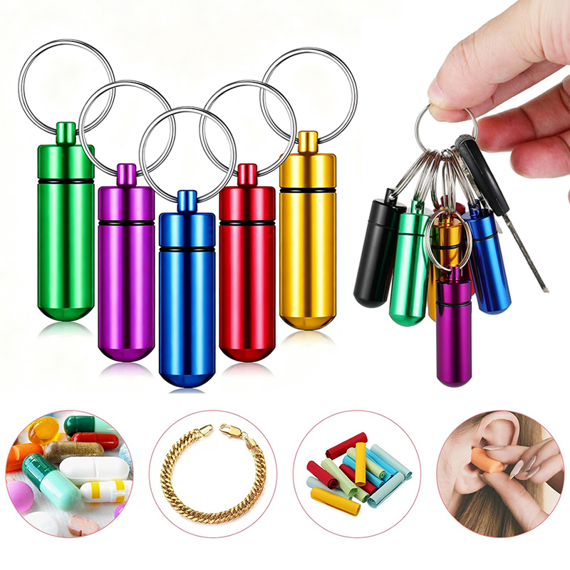 Edc Pill Carry - 1/5PCS Alüminyum Mini Hap Kutusu Anahtarlık
