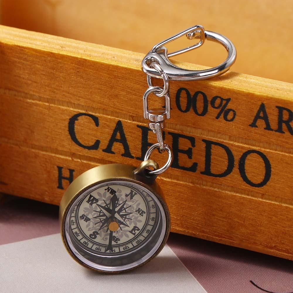 Compass Keychain Mini - Taşınabilir Vintage Mini Survival pusula açık