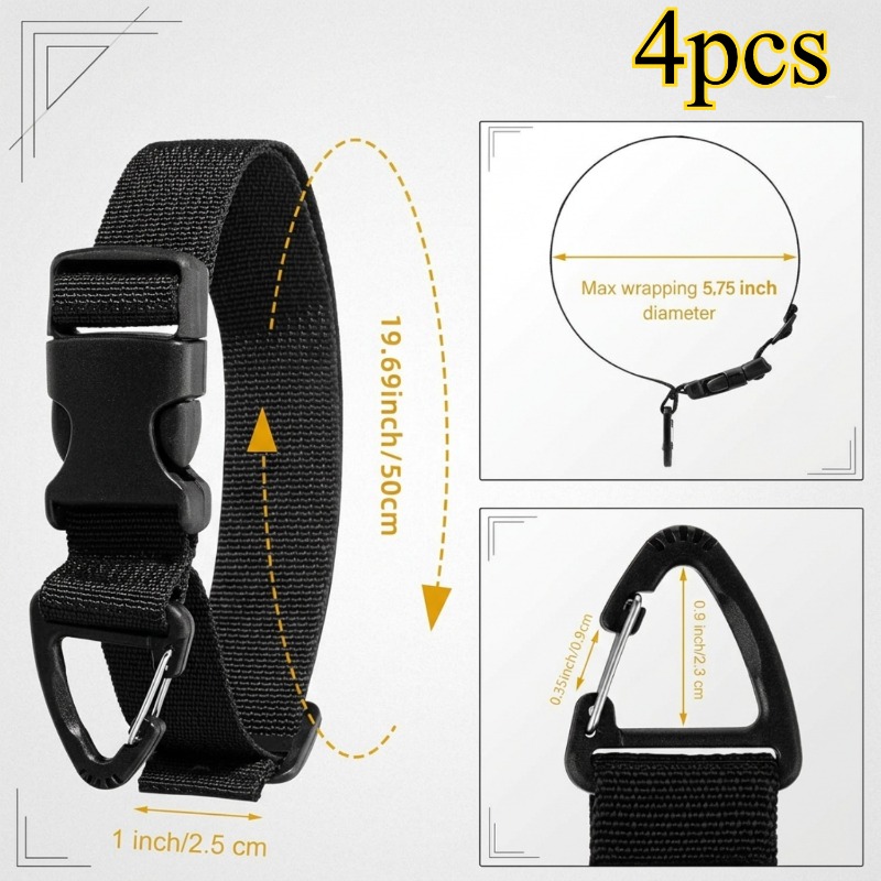 Gear Tie Reusable - 4 adet ayarlanabilir bahçe hortumu askıları,